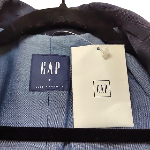 GAP Women's Icon Blazer PQ Navy Uniform Size 0 One Button Textured Classic - Picture 2 of 11